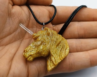 Lemurian Seed Crystal Unicorn Pendant