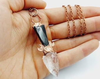 Electroformed Hypersthene Crystal Necklace (Copper)