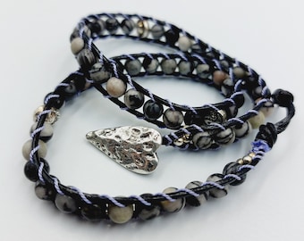 Balance Protection Bracelet with Silk Stone beads (Wrap Around)