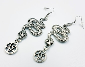 Serpent Inverted Pentagram Earrings