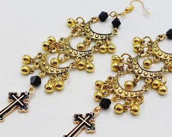 Victorian Gothic Cross Earrings