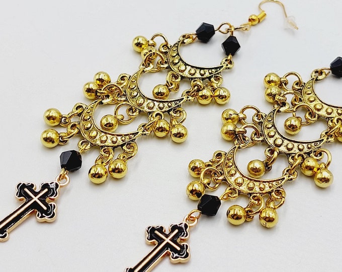 Victorian Gothic Cross Earrings