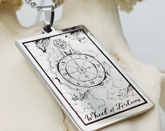 The Wheel of Fortune Tarot Card Pendant (Stainless Steel)
