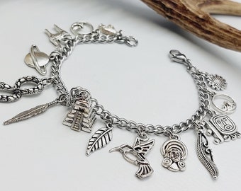 Mayan Charm Bracelet with 14 Different Charms