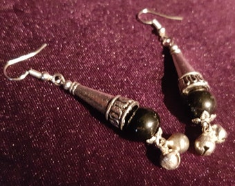 Goldsheen Obsidian Bell Earrings