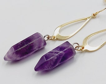 Amethyst Droplet Earrings (18K Gold Plated)