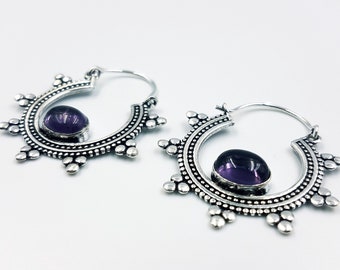 Hoop Earrings (2 Styles - Amethyst / Tigereye)