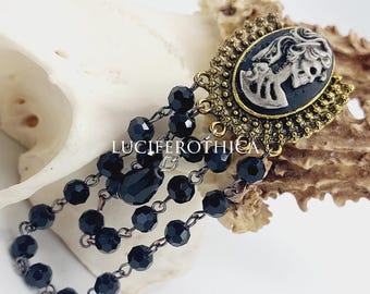 Victorian Skeleton Lady Cameo Brooche