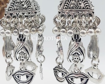Gothic Sleeping Bat Lantern Earrings