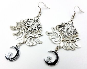 Triple Moon Crescent Earrings