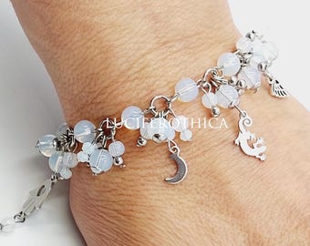 Dangle Opalite Charm Bracelet (Stainless Steel)