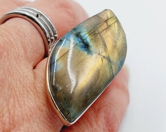 Labradorite Crystal Ring (Adjustable)