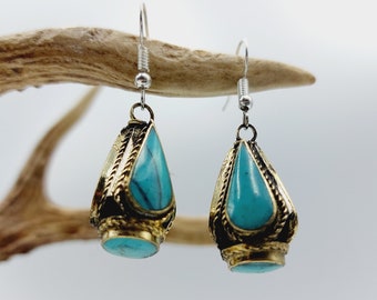 Vintage Green Stone Earrings - Traditional Antique jewelry