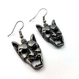 Demon Mask Earrings - demon demon&#39;s eyes occult gift demon face daemon masked demonolatry demonic facemask jewelry mask earrings theatre