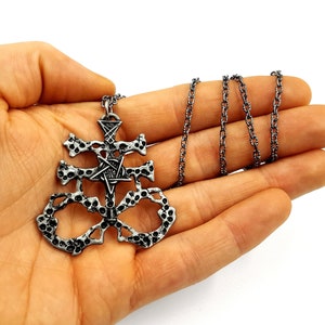 Satanic Cross | Brimstone | Leviathan Pendant - occult gothic jewelery left hand path brimestone sign leviathan cross gift satan sulfur