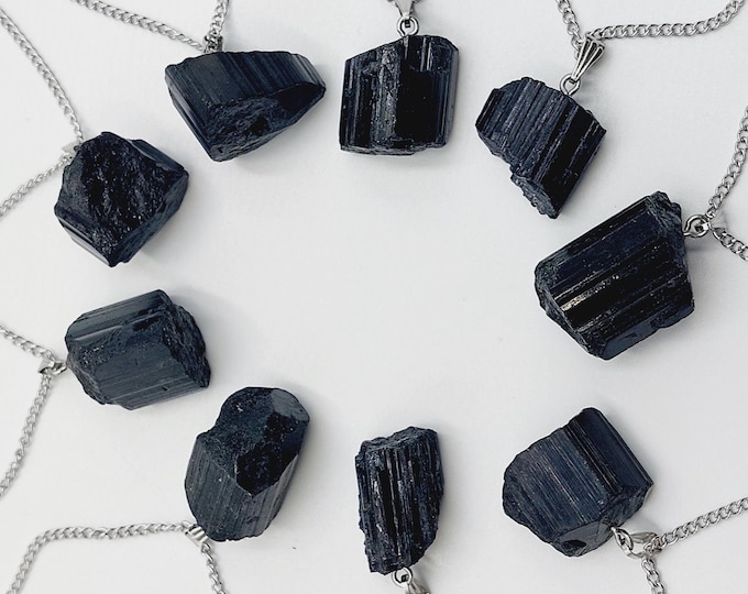 Black Tourmaline Crystal Pendants