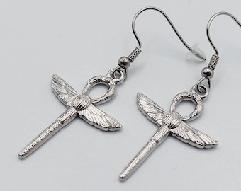 Ankh Scarab Earrings (Stainless Steel)