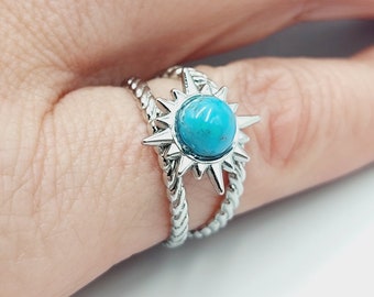 Howlite Star Ring (Stainless Steel)