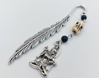 Lord Shiva Bookmarker with Yak Bone Skull & Lava Beads