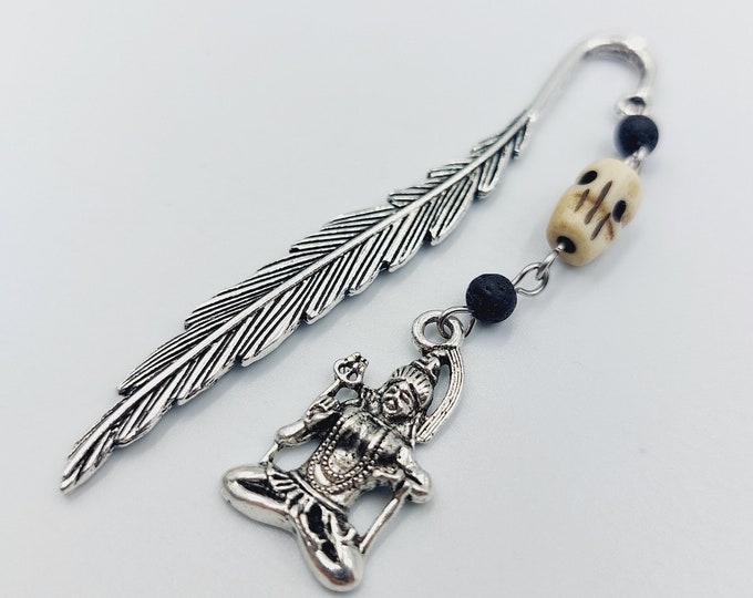 Lord Shiva Bookmarker with Yak Bone Skull & Lava Beads
