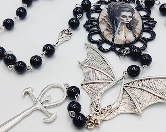Countess Báthory Rosary Vampire Ankh Necklace