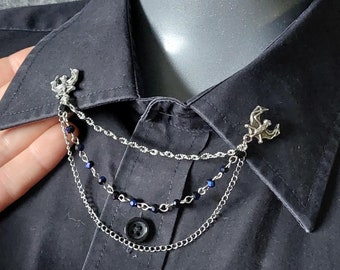 Bat Collar Pin in Silver Tone