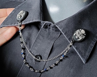Skully Guns & Roses Collar Chain Pin