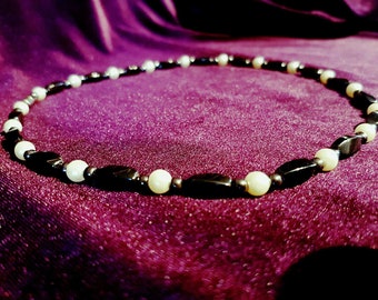 Hematite Crystal Pearl Necklace