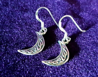 Sterling Silver Moon Earrings - 925