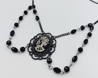 Victorian Gothic Skull Lady Necklace