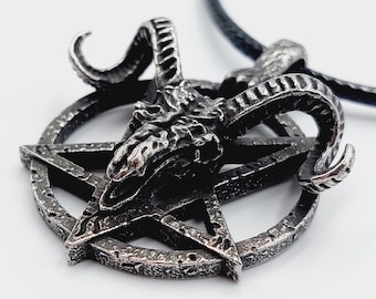 Goat of Mendes Baphomet Pendant - Dark toned sigil of baphomet horned satanic necklace warlock invocation altar ritual amulet gift