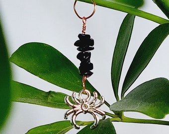 Onyx Crystal Plant Spider Charms (Copper Energetic Plant Accessories)