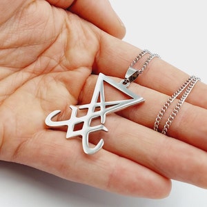 Stainless Steel Sigil of Lucifer Pendant - occult new sigil of lucifer design necklace luciferian seal of lucifer jewelery big