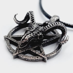 Goat of Mendes Baphomet Pendant - Dark toned sigil of baphomet horned satanic necklace warlock invocation altar ritual amulet gift