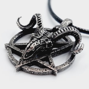Goat of Mendes Baphomet Pendant (2 Styles) Dark silver tone sigil seal horned satanic necklace warlock invocation altar ritual amulet gift