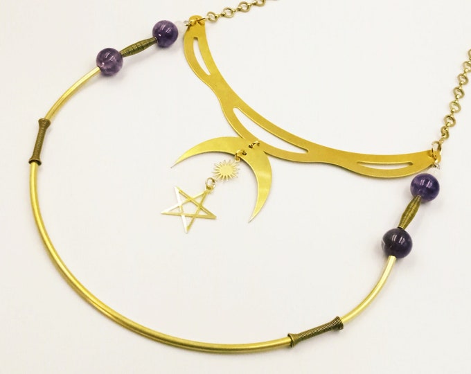 Ritual Amethyst Pentagram Necklace (Copper)