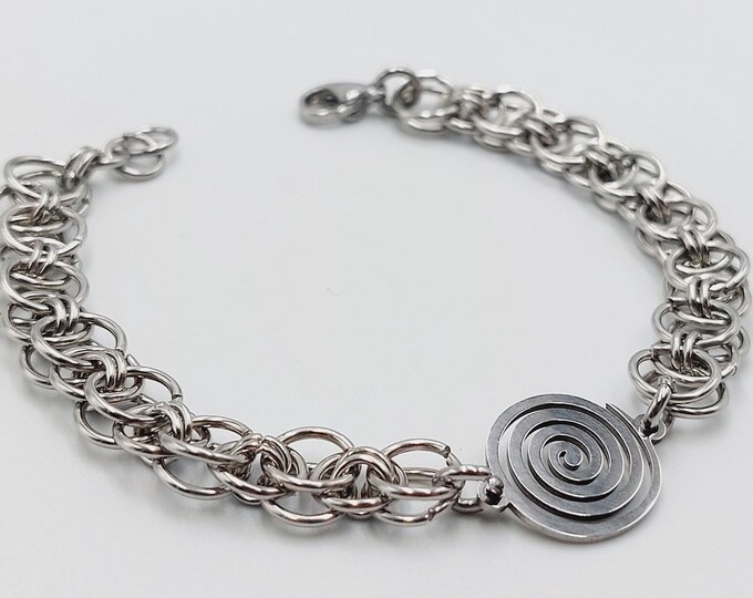Spiral Bracelet (Stainless Steel Chainmail Style)