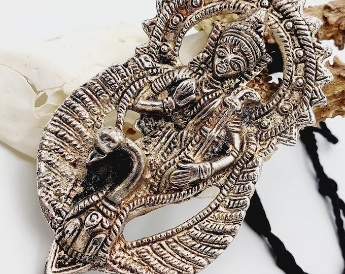 Vedic Hindu Goddess Saraswati Necklace - Goddes of Knowledge education learning arts speech poetry music creativity purification language