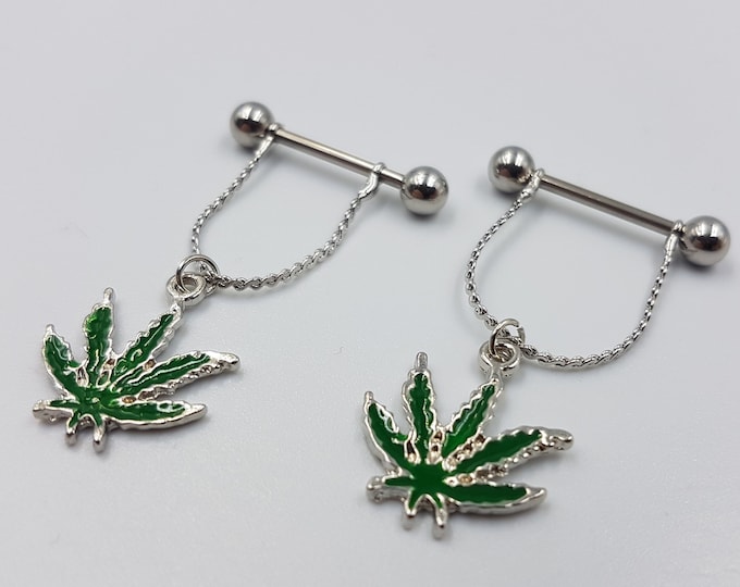 Cannabis Leaf Nipple Piercing