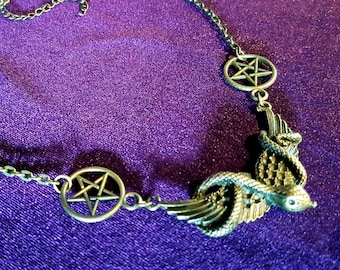 Serpent  Inverted Pentagram Necklace