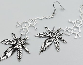 Cannabis Leaf THC Earrings - Structural formula