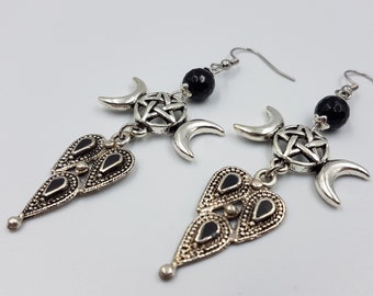 Dark Hecate Black Agate Earrings