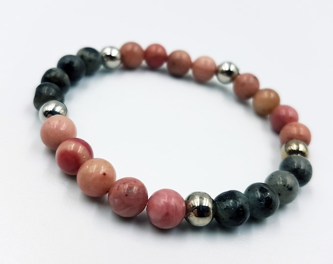 Labradorite & Rhodochrosite Gemstone Bracelet