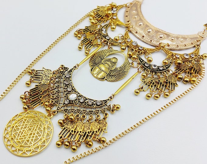 Hamsa Scarab Sri Yantra Necklace