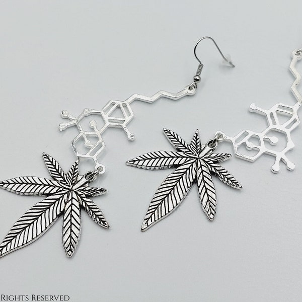 Cannabis Earrings (THC) - Structural formula Tetrahydrocannabinol Hallucinogen Psychonaut gift cannabis marijuana weed leaf stoner 420 high