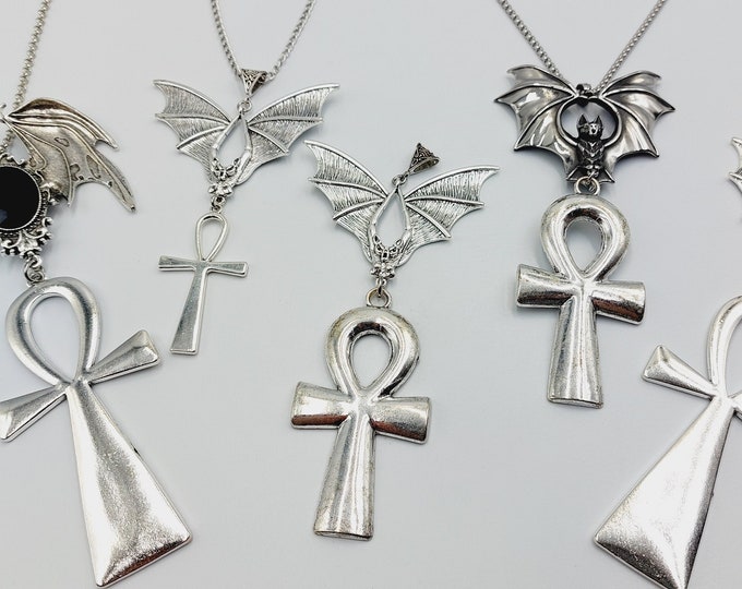 Ankh Vampire Bat Necklace (5 Designs)