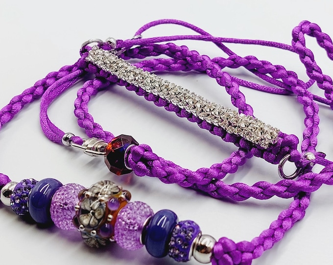 Purple Showlead with Glassbeads - (Small Dog Breeds)