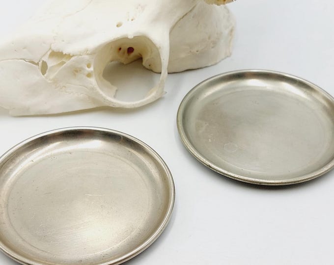 Set of 2 Vintage Offering Dishes Plates with Hallmarks (Pewter)
