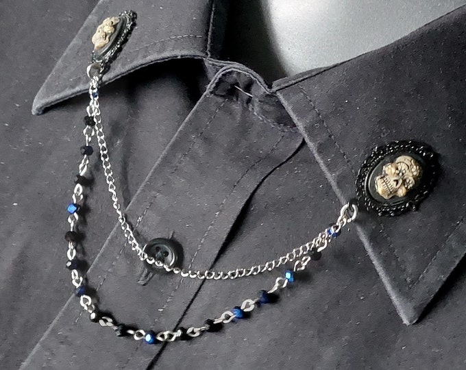 Sugar Skull Collar Chain Pin