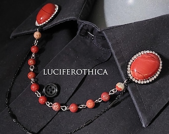 Red Jasper Crystal Collar Chain Pin